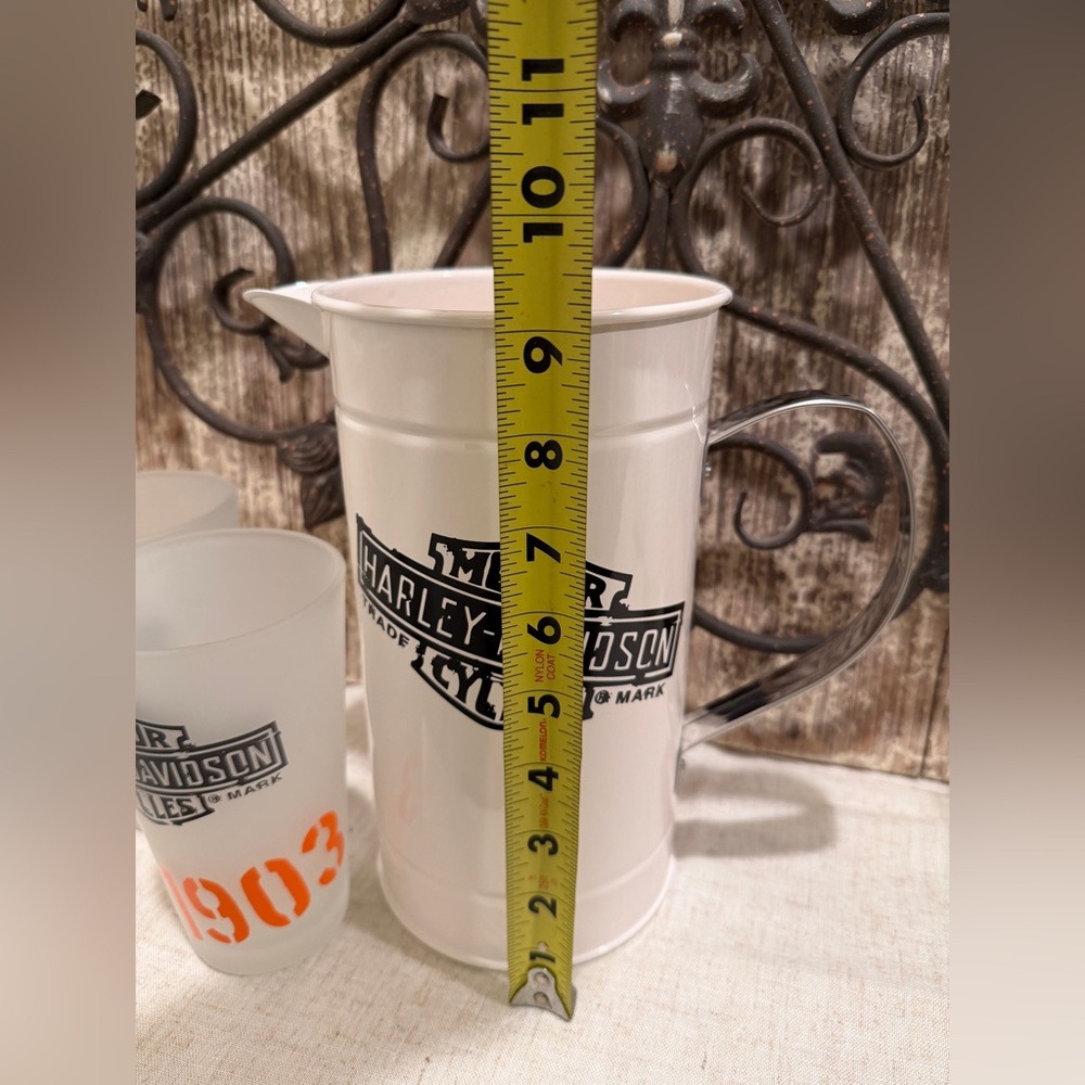 *NWOT Harley Davidson pitcher & glass set frosted glasses - Picture 10 of 10